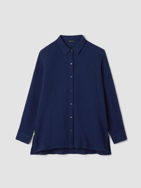EILEEN FISHER Organic Cotton Lofty Gauze Classic Collar Shirt