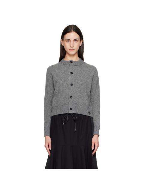 sacai Gray Wool Knit Cardigan