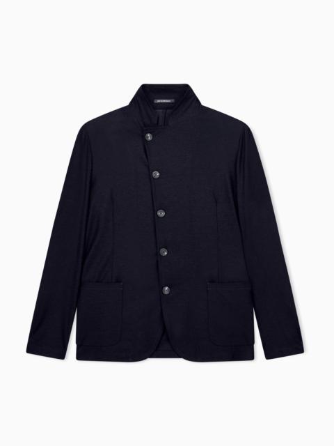 EMPORIO ARMANI UNLINED BLAZER IN TEXTURED VIRGIN WOOL JERSEY WITH POCKETS