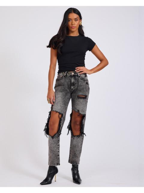 ONE TEASPOON Awesome Baggies High Waist Straight Leg Denim Jeans - Rodeo Grey