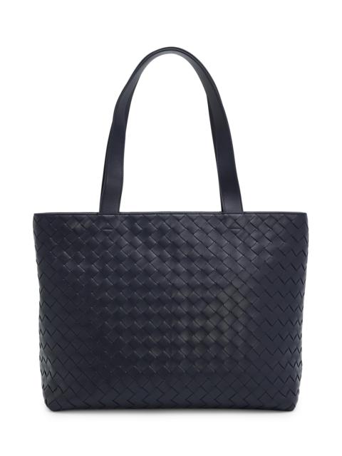 Bottega Veneta Men's Small Intrecciato Zipped Tote Bag - Midnight Silver