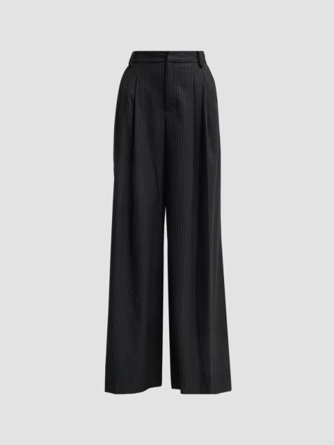 L'AGENCE Women's Chelsy Wide-Leg Pants - Black Grey Pinstripe