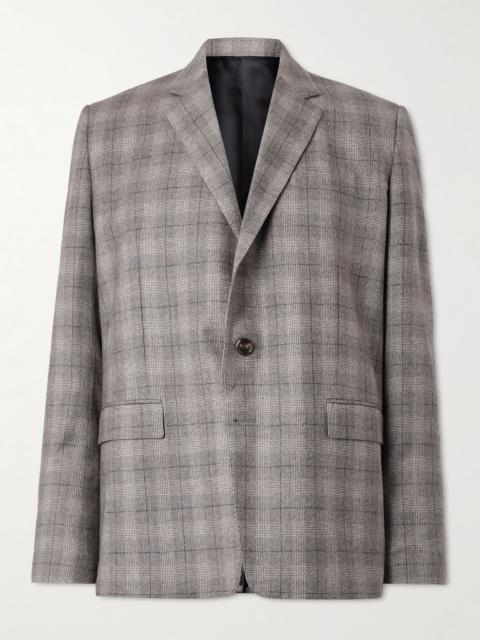 CELINE Prince of Wales Checked Wool and Cashmere-Blend Blazer Gray
