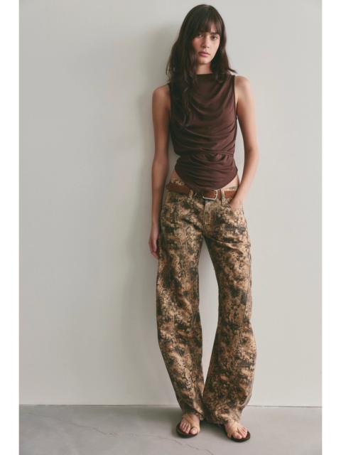 FREE PEOPLE We The Free Fable Printed Low-Rise Twisted Bowed Jeans