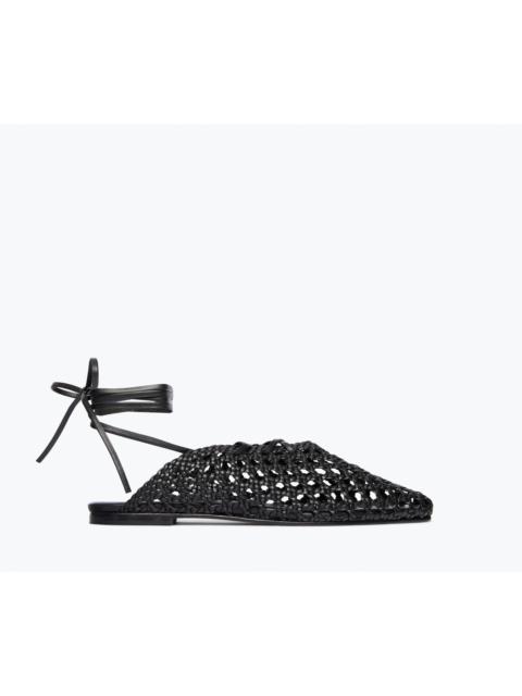 FRĒDA SALVADOR ETTA WOVEN ANKLE LACE-UP FLAT