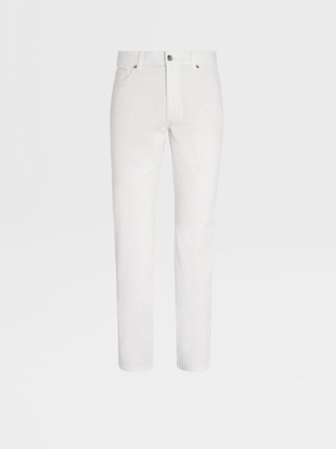 WHITE STRETCH COTTON ROCCIA JEANS