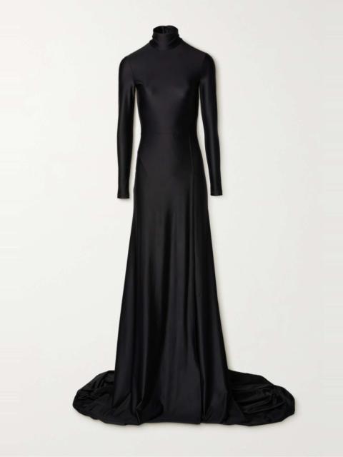 Draped jersey turtleneck gown