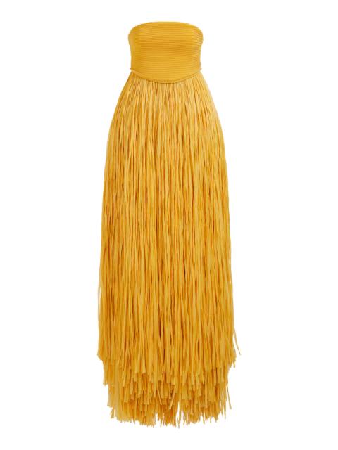 Aje. Florentia Raffia Maxi Dress yellow