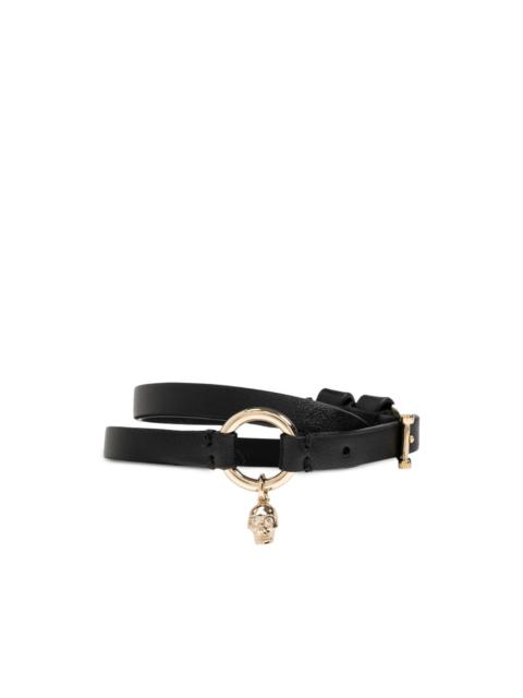 Alexander McQueen skull-charm leather bracelet