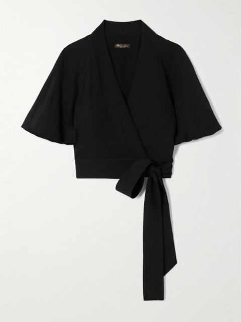 Loro Piana Clancy Cropped Silk-cady Wrap Shirt