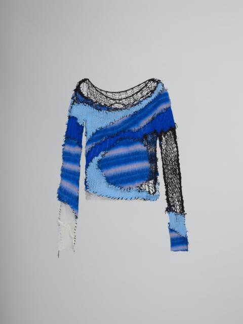 Marni BLUE MOHAIR PATCHWORK JUMPER