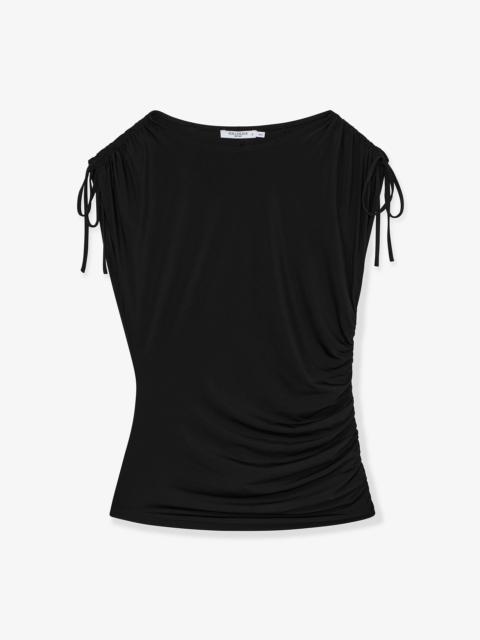 M.M.LaFleur Dotty Cinch-Sleeve Top - Light Jersey