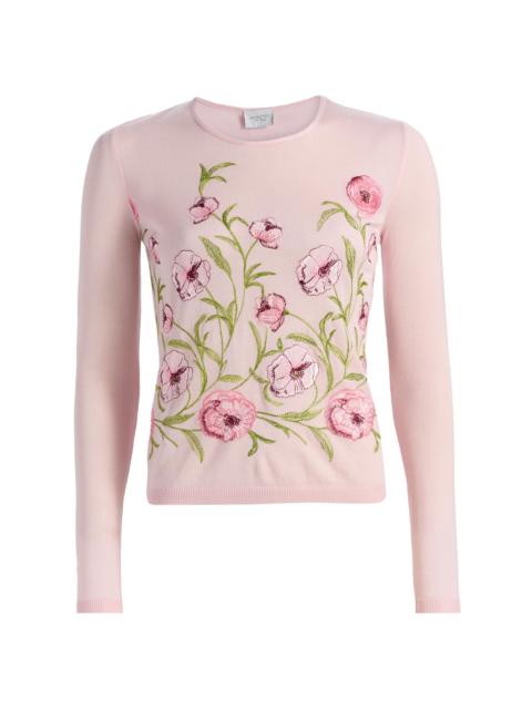GIAMBATTISTA VALLI Women's Floral Embroidered Cashmere-Silk Top - Rose