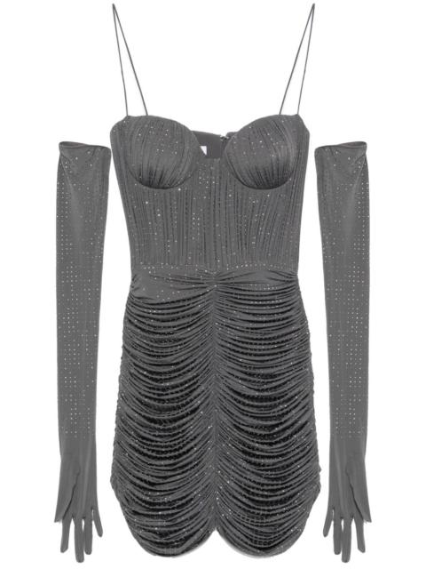 ALEX PERRY crystal ruched mini dress