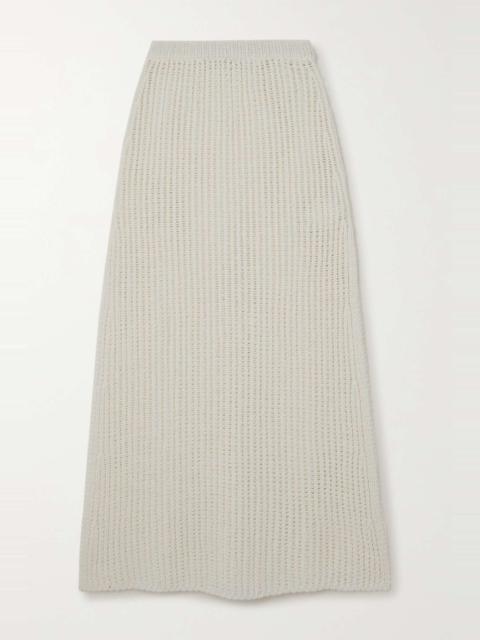 FERRAGAMO Open-knit ribbed cotton maxi skirt