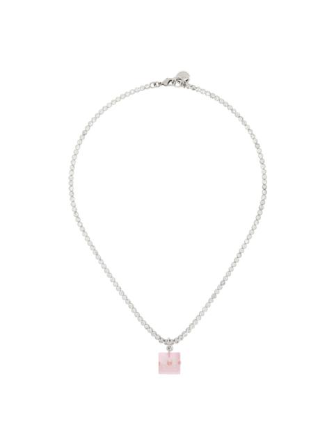 Marni Silver & Pink Dice Charm Necklace