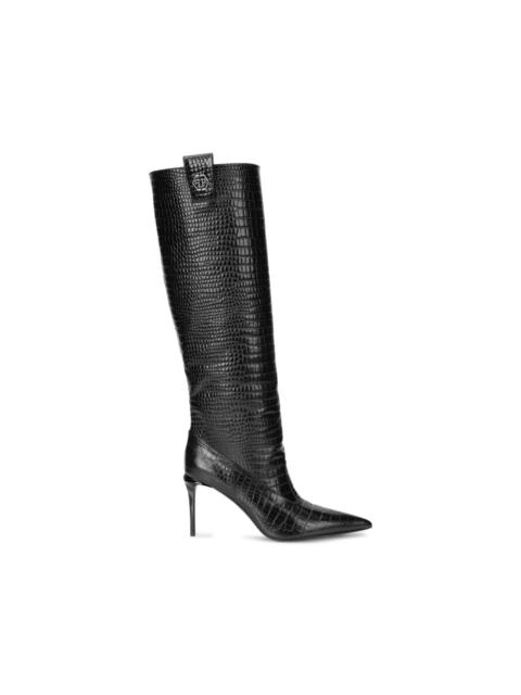 PHILIPP PLEIN croco-print logo boots