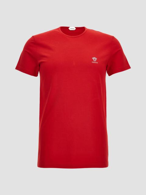 VERSACE Men's Cotton Jersey Crewneck T-Shirt - Rosso Bianco