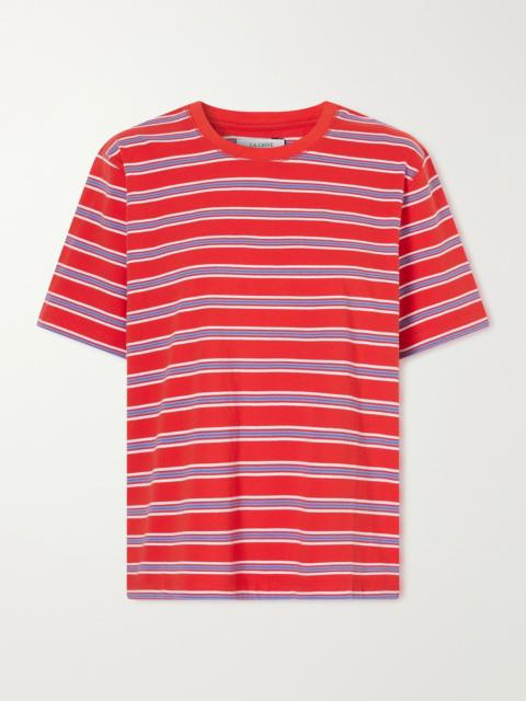 LA LIGNE Boyfriend striped cotton-jersey T-shirt Red