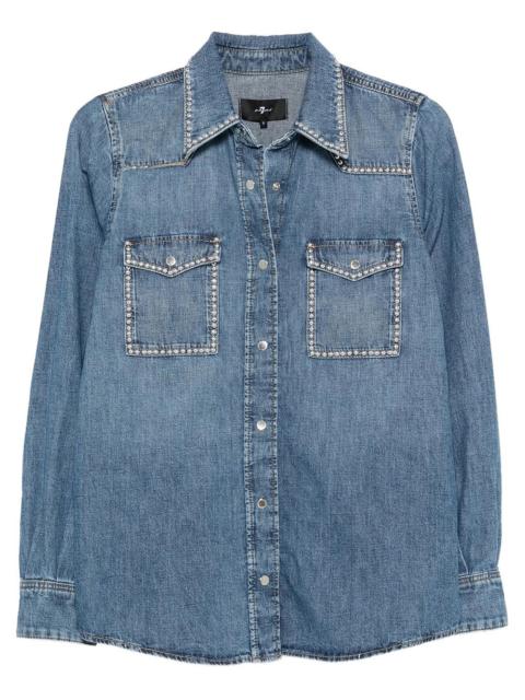 7 For All Mankind WESTERN DENIM SHIRT WITH STUDS