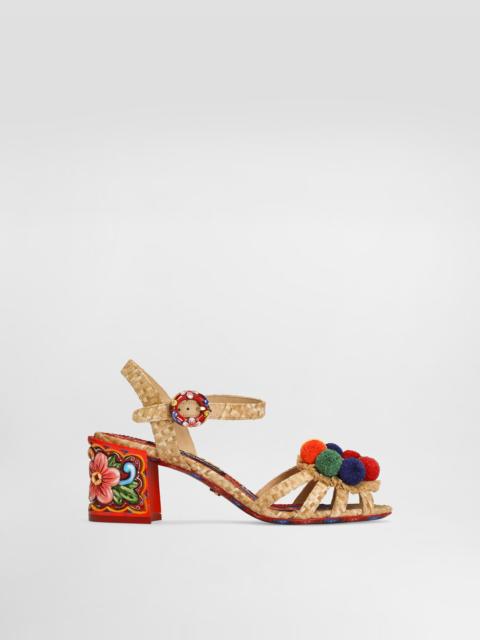 Dolce & Gabbana Raffia sandals with embroidery