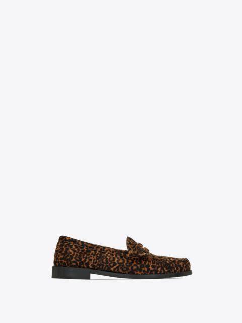 SAINT LAURENT le loafer monogram penny slippers in leopard-print pony-effect leather