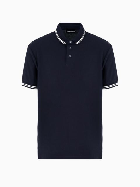 EMPORIO ARMANI Jersey polo shirt with placed logo