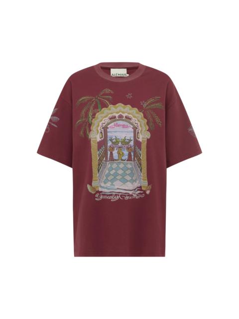 ALÉMAIS Surrealist Summer Burgundy Tee