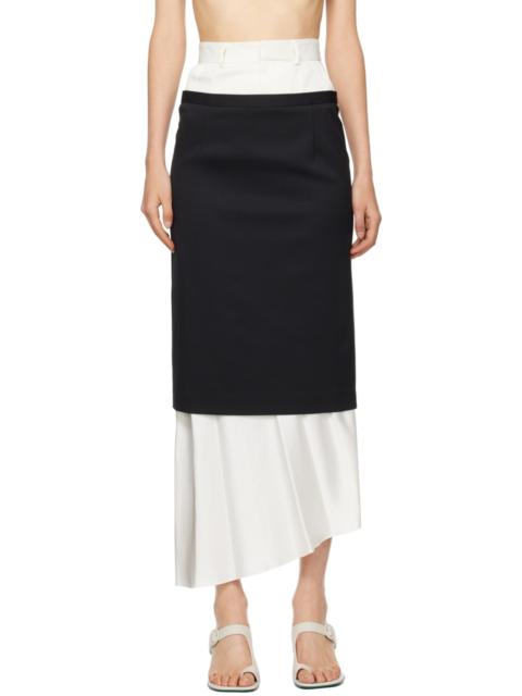 MM6 Maison Margiela Off-White & Black Layered Maxi Skirt