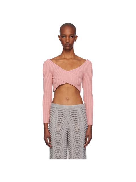 ISA BOULDER Pink Crossed Sleeves Sweater