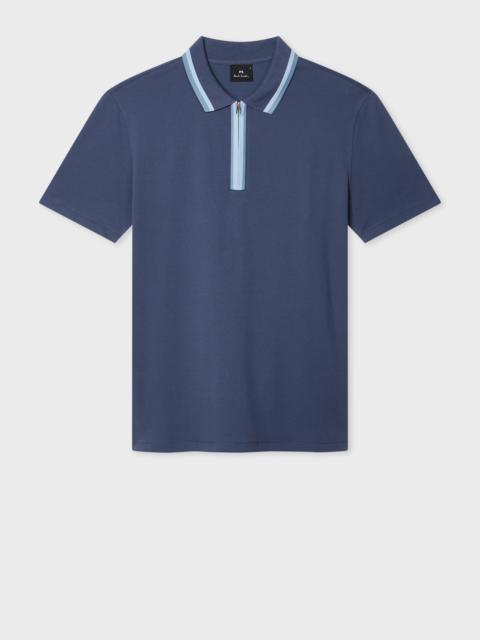 Paul Smith Blue Contrast Tipping Zip Polo Shirt