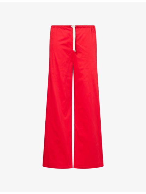 Reformation Gina Wide-Leg Stretch-Cotton Trousers