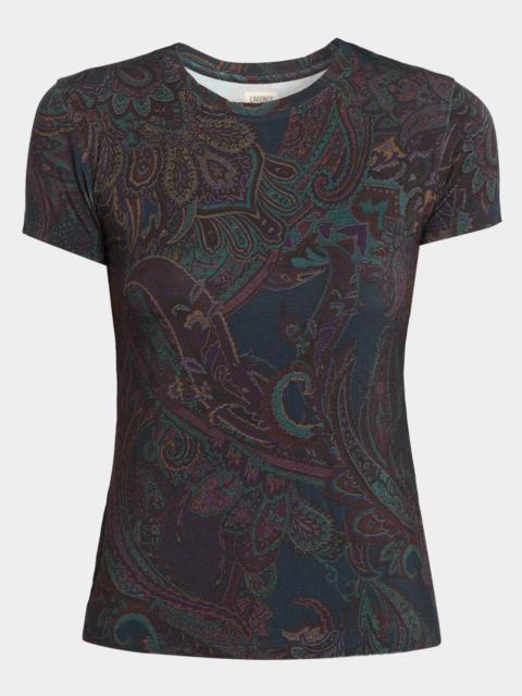 L'AGENCE Ressi Paisley Crewneck T-Shirt
