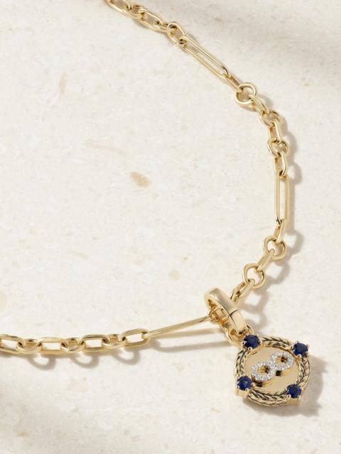FOUNDRAE Infinite Gratitude + Fine Mixed Clip 18-karat Gold Diamond And Sapphire Necklace