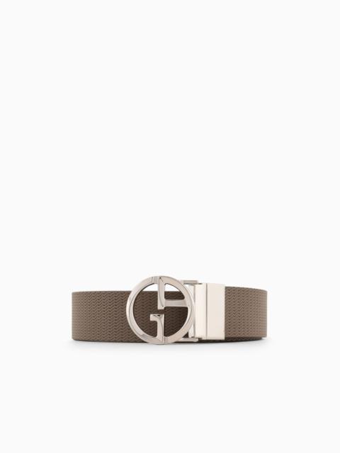 Printed leather belt with logo