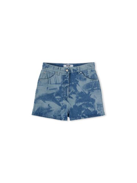 MSGM Denim shorts with laser "Surfer" processing