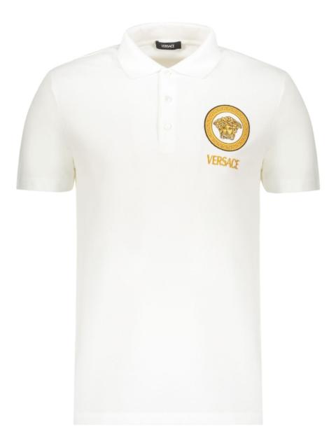 VERSACE logo-embroidered polo shirt
