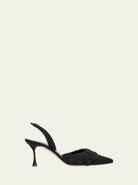 Manolo Blahnik 70mm Svemutasli Gala Floral Slingback Pumps