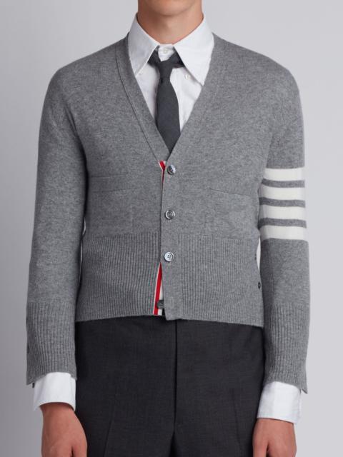 Light Grey Cashmere 4-bar Short V-neck Cardigan