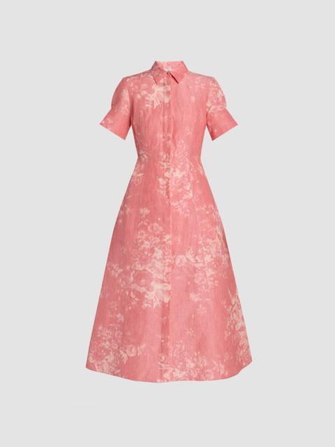 Erdem FLORAL PRINT LINEN CHINE MIDI SHIRT DRESS