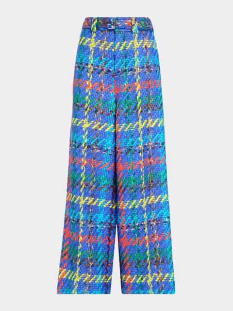 CHRISTOPHER JOHN ROGERS Crayon Tweed Wide-Leg Trousers With Belt