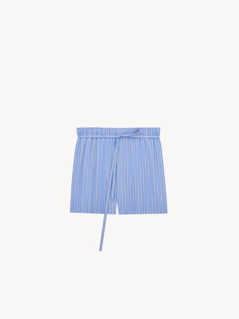 SAINT LAURENT LOUNGE SHORTS IN STRIPED COTTON POPLIN