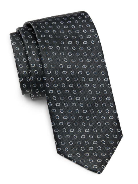 EMPORIO ARMANI Men's Medallion Jacquard Silk Tie - Grigio Chiaro