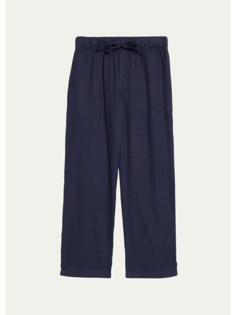 FRESCOBOL CARIOCA Men's Midnight Linen-Blend Trousers