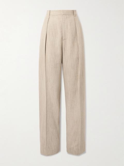 Bottega Veneta Pleated Canvas Tapered Pants