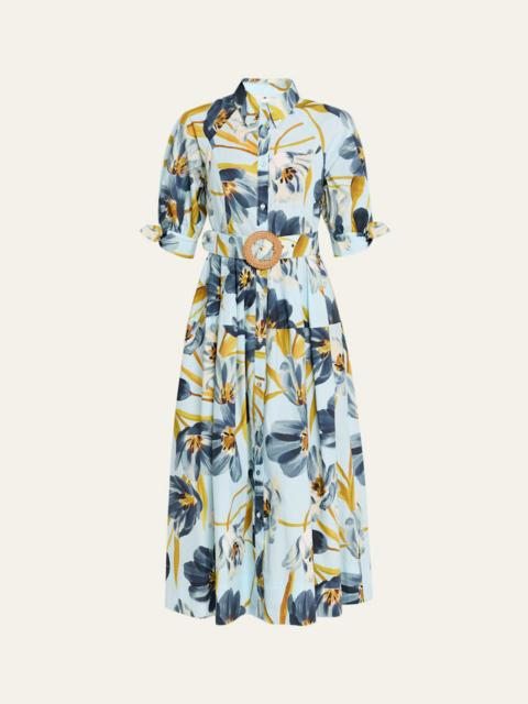 Cara Cara Caro Printed Short-Sleeve Midi Dress