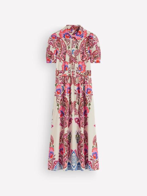 BODEN Belted Cotton Midi Dress-Multi, Bohemia Dream