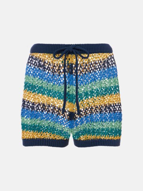 Etro Crochet striped cotton-blend shorts