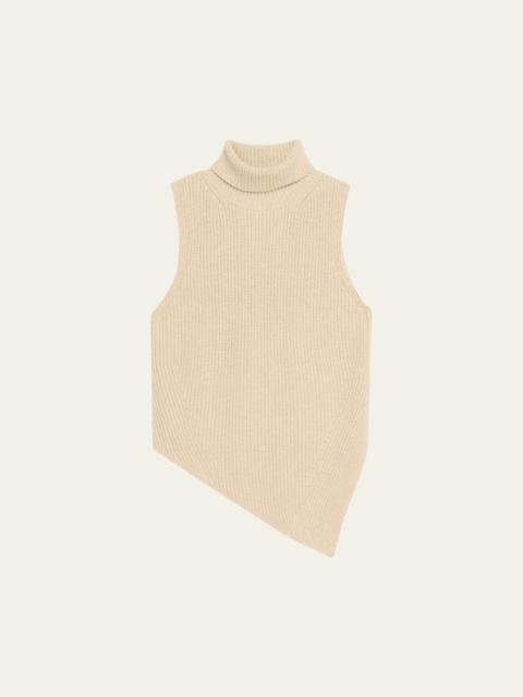 Nanushka Fennec Sleeveless Asymmetric Turtleneck Sweater