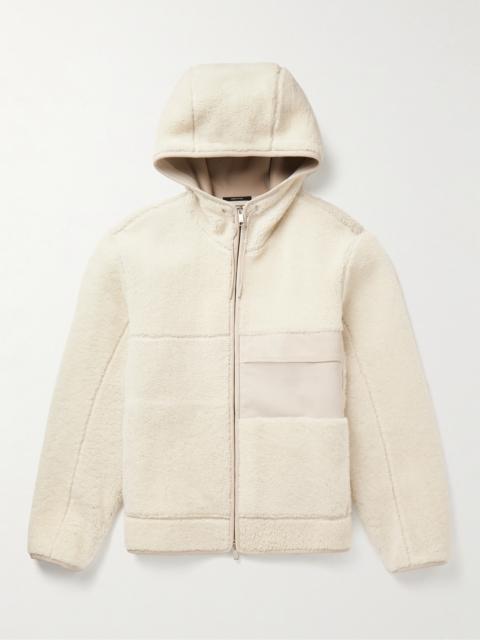 ZEGNA Leather-Trimmed Shearling Hooded Jacket